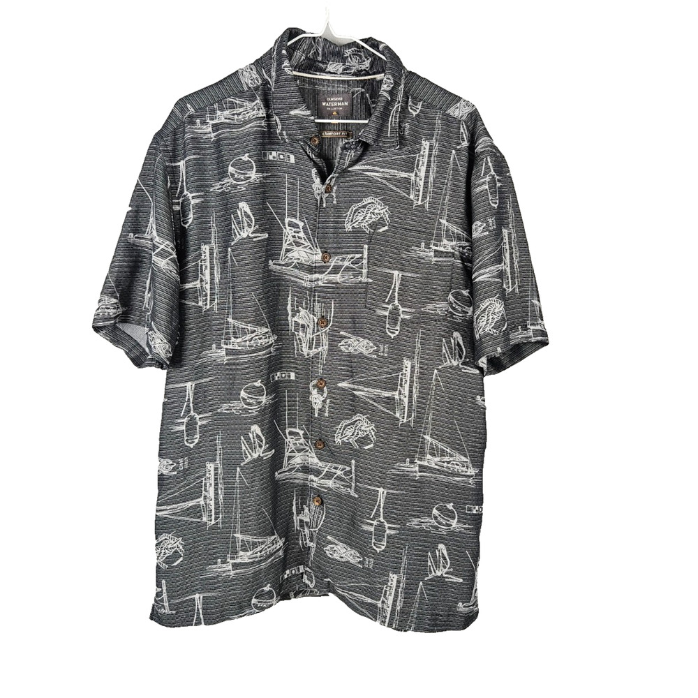 Quiksilver Waterman Button Front Shirt Men L Collection Comfort Pocket Boat Knot
